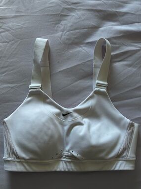 Nike White High-Impact Adjustable-Strap Sports Bra
